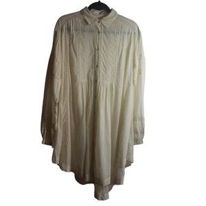 We The Free Victorian Women's Crochet Lace High-low Hem Ivory Tunic Sz S